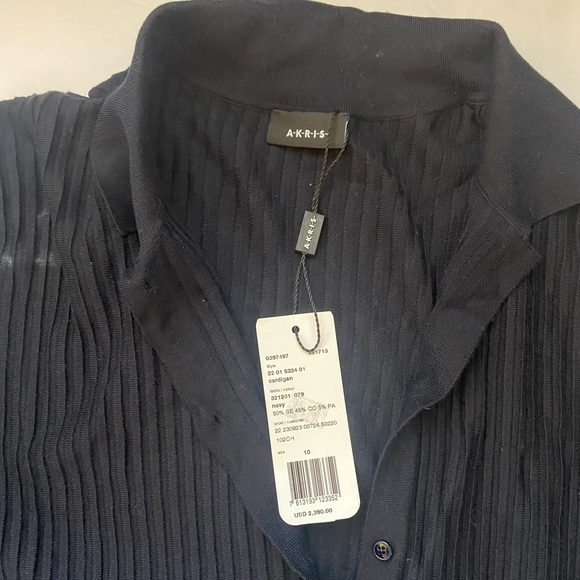 AKRIS silk structured lines knit coat / long cardigan -NEW W/TAGS.CURRENT SEASON - Picture 9 of 11